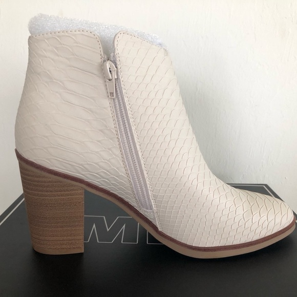 MIA GIRL Womens Ankle Boots Size 8.5M Ivory Dusky Python Look Side Zipper New - Picture 5 of 16